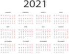 2021 Transparent Calendar Black PNG Clipart