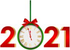 2021 with Clock Red Green PNG Clipart