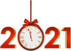 2021 with Clock Red PNG Clipart