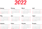 2022 Calendar PNG Clipart