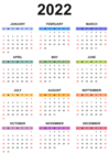 2022 Colorful Calendar Transparent Clipart