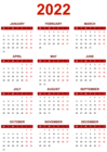 2022 EU Red Calendar Transparent Clipart