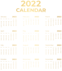 2022 Gold Calendar PNG Clipart