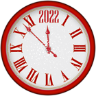 2022 New Year Red Clock Tree PNG Clipart