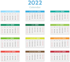 2022 US Color Calendar Clipart