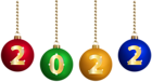 2022 on Christmas Balls Transparent Clip Art