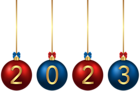 2023 Christmas Balls Red Blue PNG Image