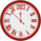 2023 New Year Red Clock Tree PNG Clipart