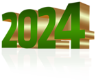 2024 Green Gold 3D PNG Clipart