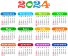 2024 US Colorful Calendar Transparent PNG Image