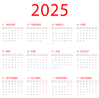 2025 Calendar Transparent PNG Clipart