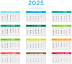 2025 Spanish Calendar with Colors PNG Clipart