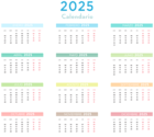2025 Spanish Colors Calendar Transparent Clipart