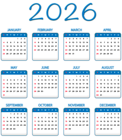 2026 Blue Calendar Transparent Image PNG
