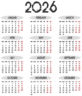 2026 Calendar New EU PNG Clipart