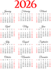 2026 Calendar PNG Image