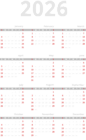 2026 Calendar Transparent PNG Clipart