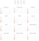 2026 Calendar Transparent PNG Image