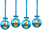 2026 Christmas Balls Blue PNG Clipart
