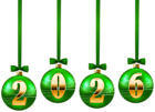 2026 Christmas Balls Green PNG Clipart