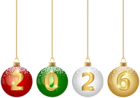 2026 Christmas Balls PNG Clipart