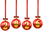 2026 Christmas Balls Red PNG Clipart