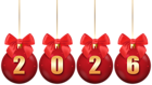 2026 Christmas Balls Transparent PNG Clipart
