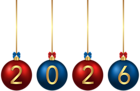 2026 Christmas Red Blue Balls PNG Image