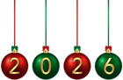 2026 Christmas Red Green Balls PNG Image