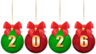 2026 Christmas Red Green Balls Transparent PNG Clipart