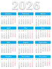 2026 EU Calendar Blue Transparent PNG Clipart