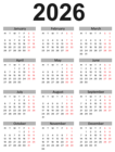 2026 EU Calendar Classic Transparent Clipart