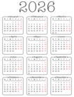 2026 EU Calendar Elegant Transparent PNG Clipart