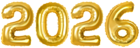 2026 Gold Baloons PNG Clipart Image