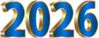 2026 Gold and Blue PNG Clipart Image