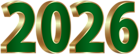 2026 Gold and Green PNG Clipart Image