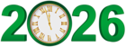 2026 Green Clock Transparent Clip Art Image