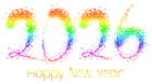 2026 Happy New Year Color PNG Clipart