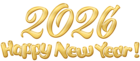 2026 Happy New Year PNG Gold Clip Art Image