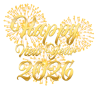 2026 Happy New Year With Fireworks Transparent PNG Image