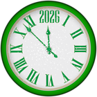2026 New Year Green Clock PNG Clipart