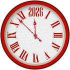 2026 New Year Red Clock PNG Clipart