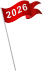 2026 Red Waving Flag PNG Clipart