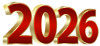 2026 Red and Gold PNG Clipart Image
