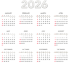 2026 Transparent Calendar