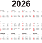 2026 Transparent Calendar Black PNG Image