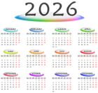2026 Transparent Retro Colors EU Calendar