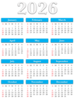 2026 US Calendar Blue Transparent PNG Clipart