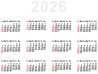 2026 US Calendar PNG Clipart