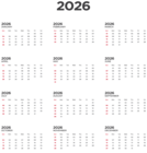 2026 US Calendar Transparent PNG Clipart